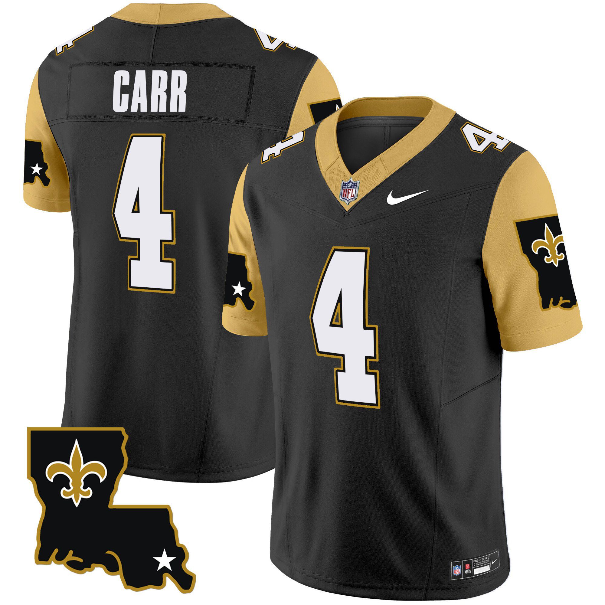 Men New Orleans Saints 4 Carr Black 2024 Nike 1987 Legacy Vapor Limited NFL Jersey